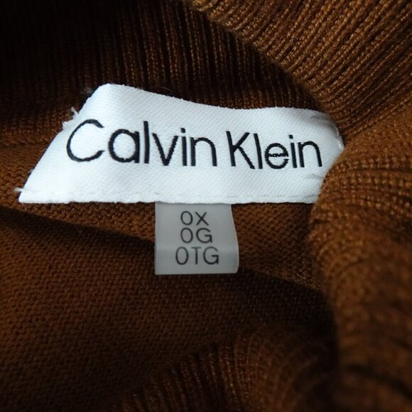 Calvin Klein Turtleneck Sweater Top Women's Plus Size 0X Brown Criss Cross - Picture 6 of 9